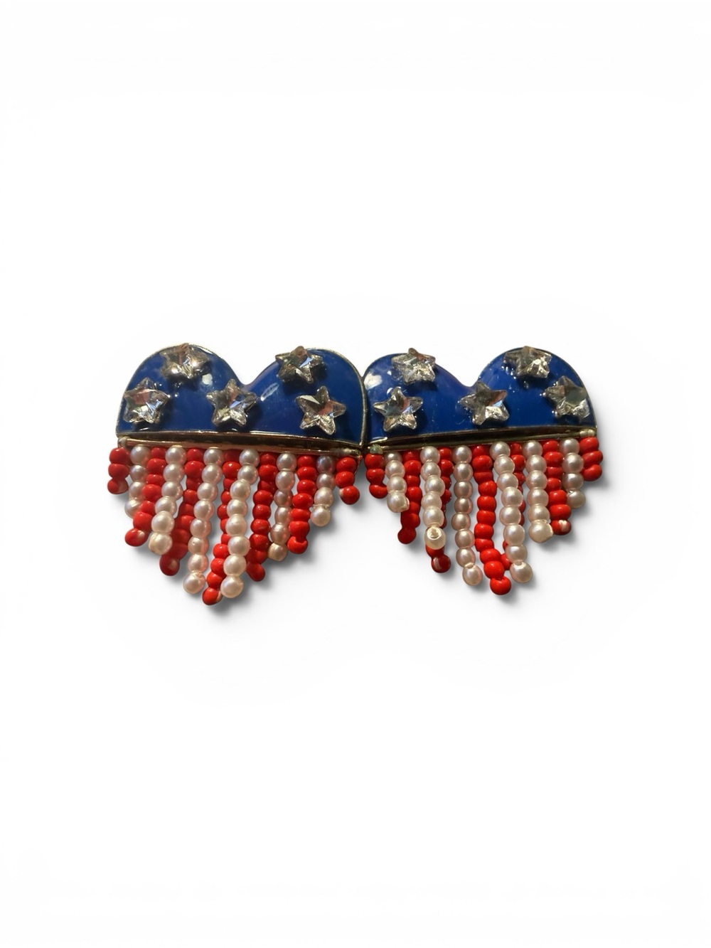 Sugarrfix  by Baublebar Patriotic Heart Fringe Earrings -Red White & Blue USA